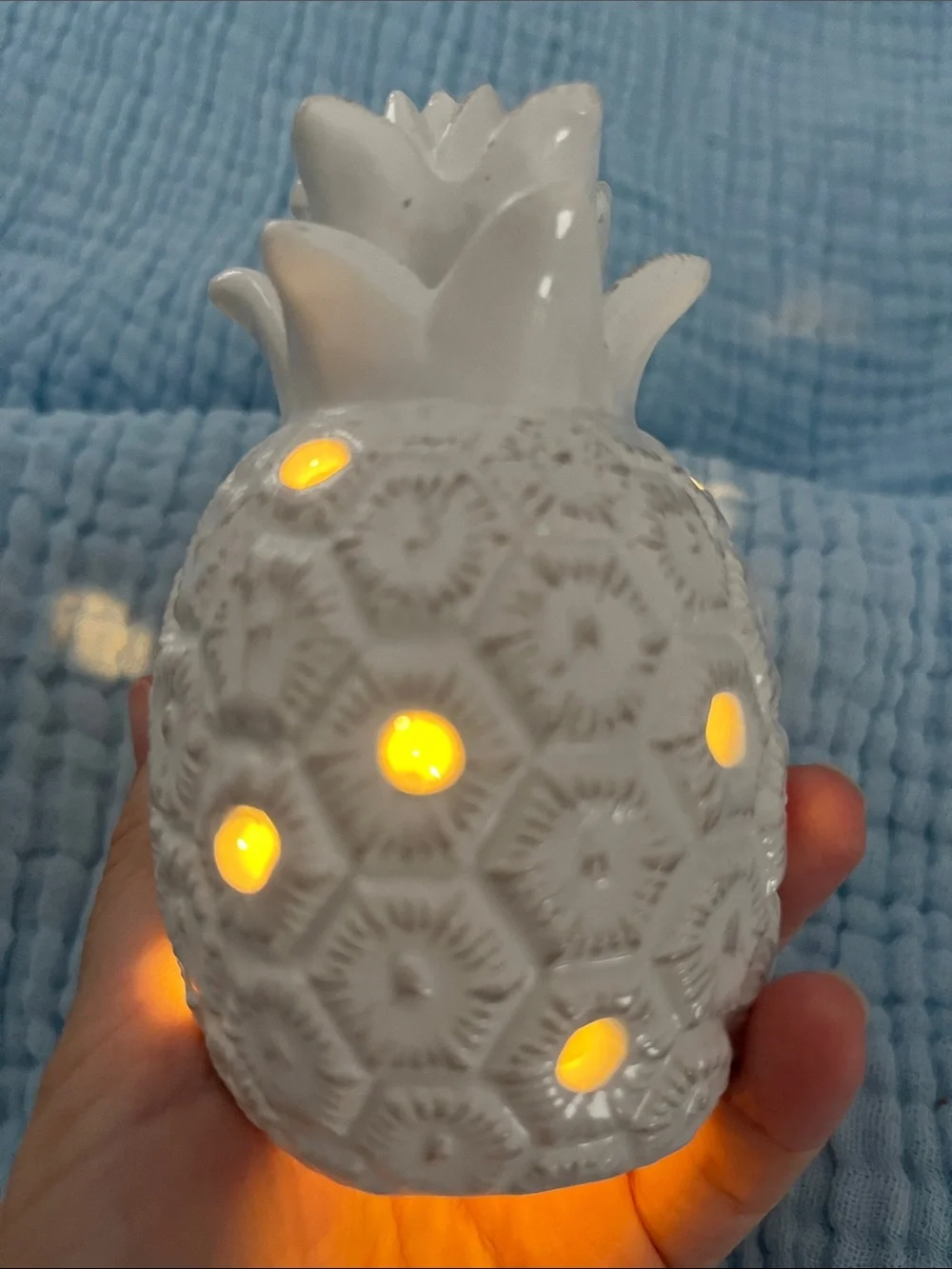 White Ceramic Pineapple Night Light - Home Accents